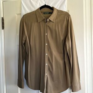 Lauren by Ralph Lauren long long-sleeved Khaki shirt